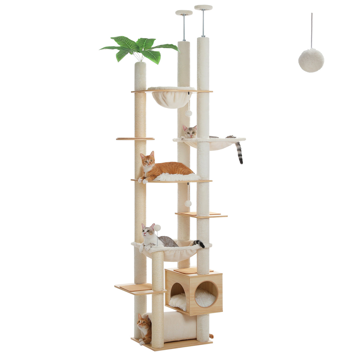 Deckenhoher Kratzbaum 237–256 cm, Beige