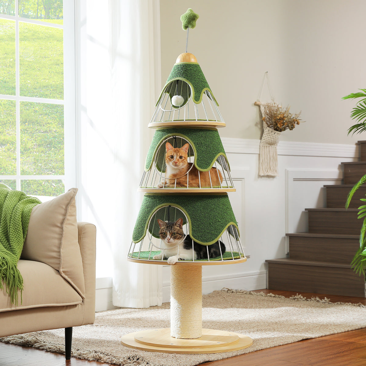 Katzenkratzbaum Tannenbaum, 130 cm, Grün