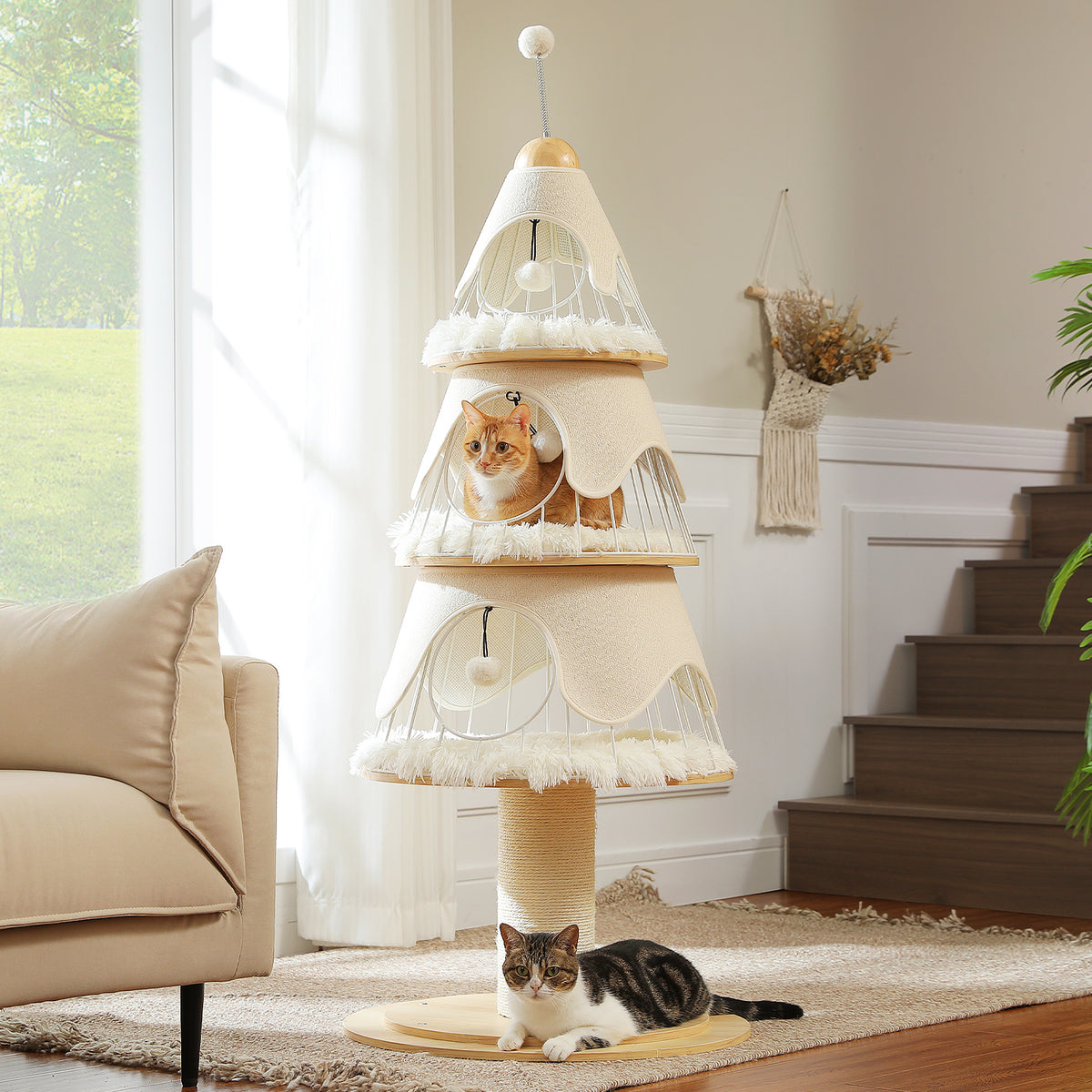 Kratzbaum für Katzen, 130 cm – Tannenbaum-Design