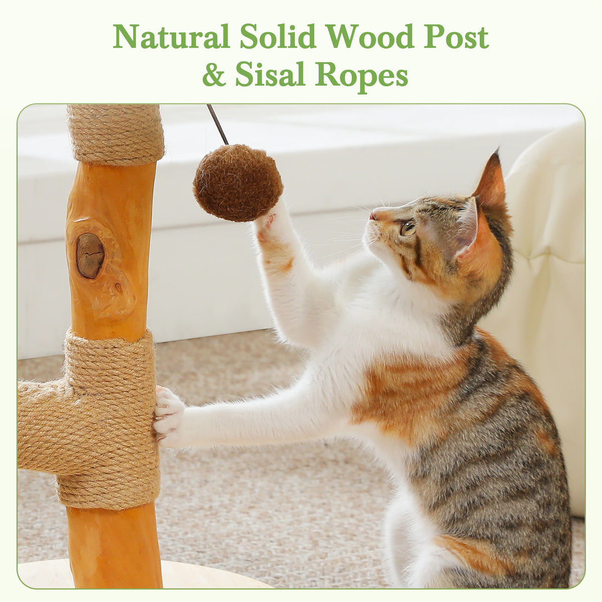 Kratzbaum für Katzen, 45 cm – Holzdetails & Sisal