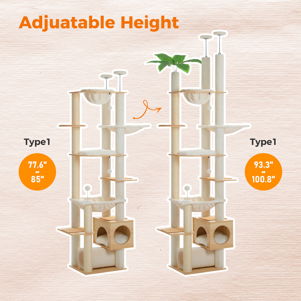 Deckenhoher Kratzbaum 237–256 cm, Beige