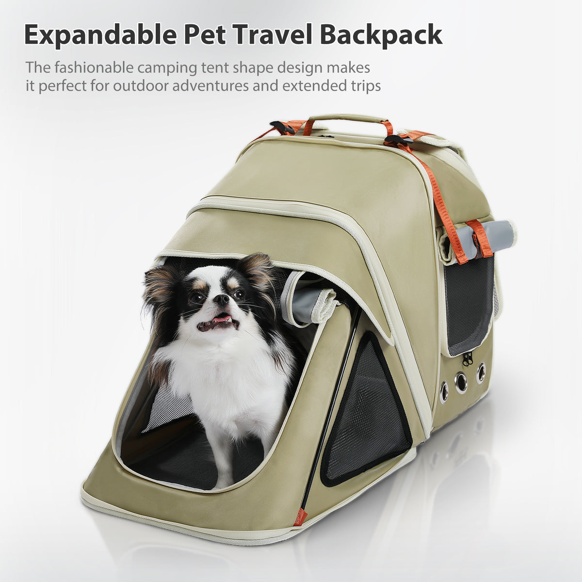 Erweiterbarer Katzenrucksack bis 9 kg, Olivgrün
