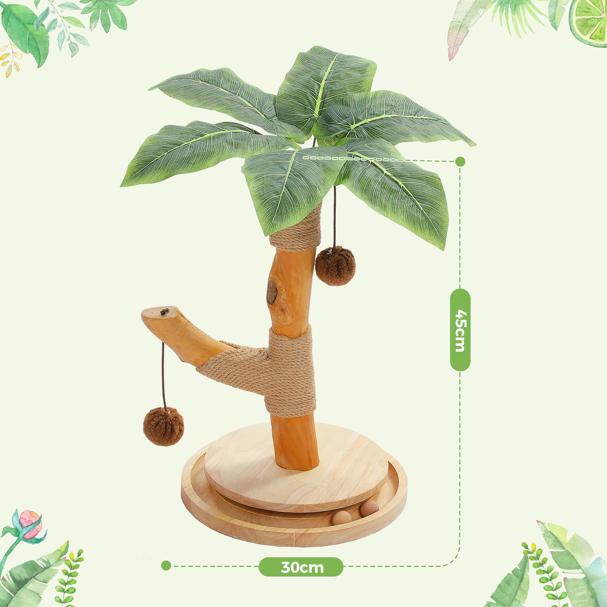 Kratzbaum für Katzen, 45 cm – Holzdetails & Sisal