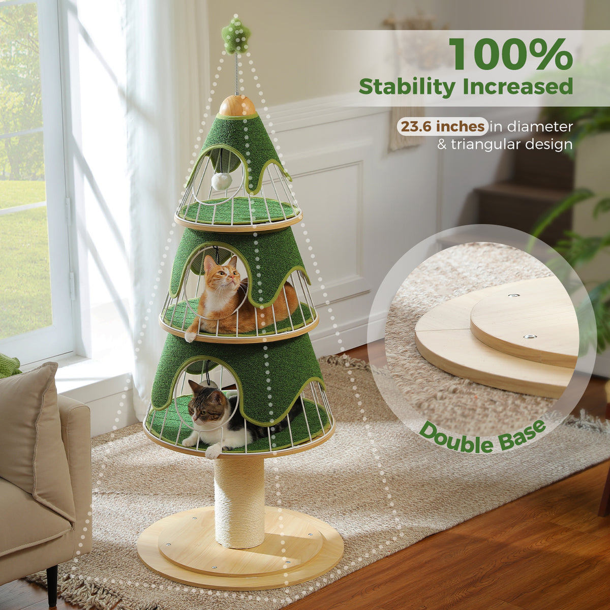 Katzenkratzbaum Tannenbaum, 130 cm, Grün