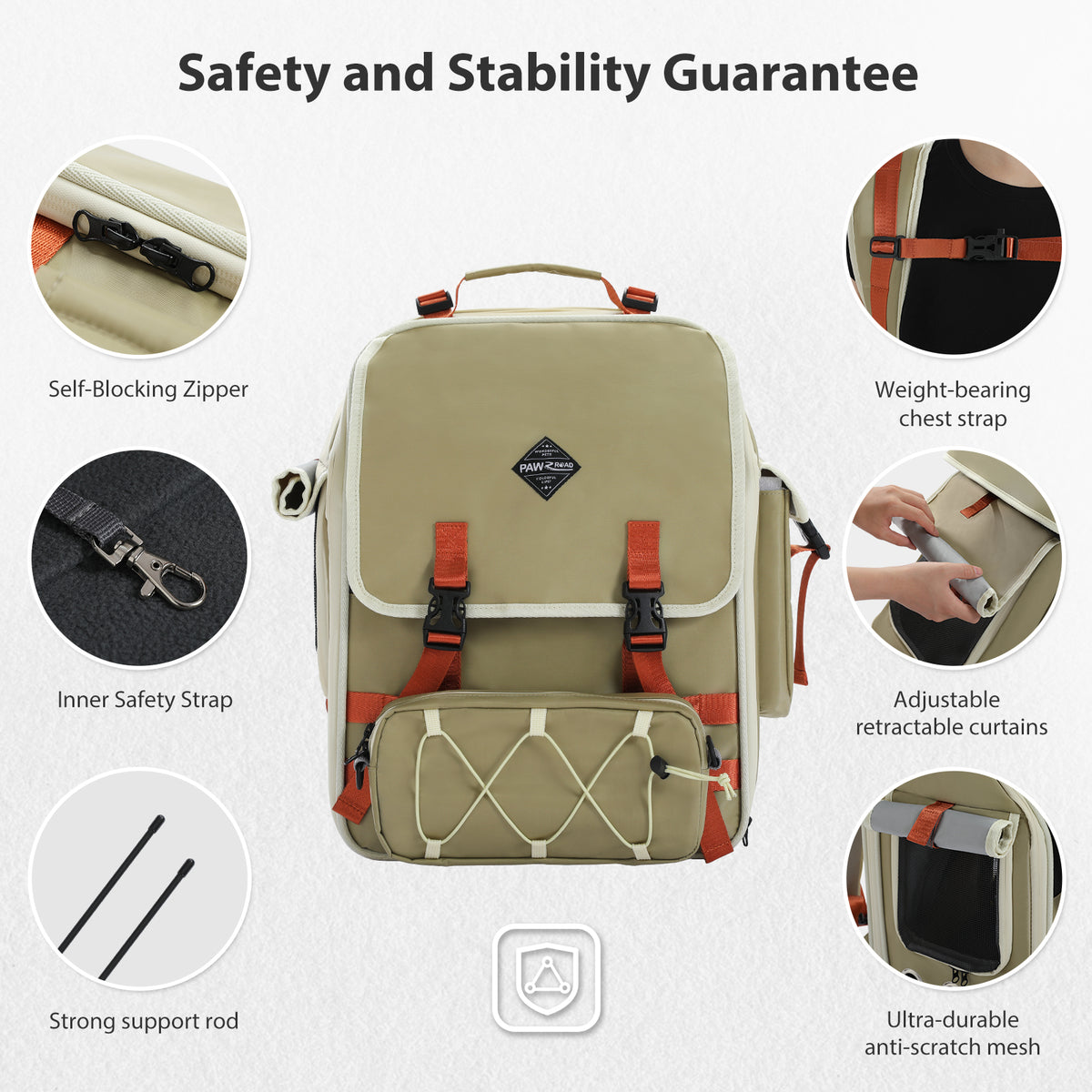 Erweiterbarer Katzenrucksack bis 9 kg, Olivgrün