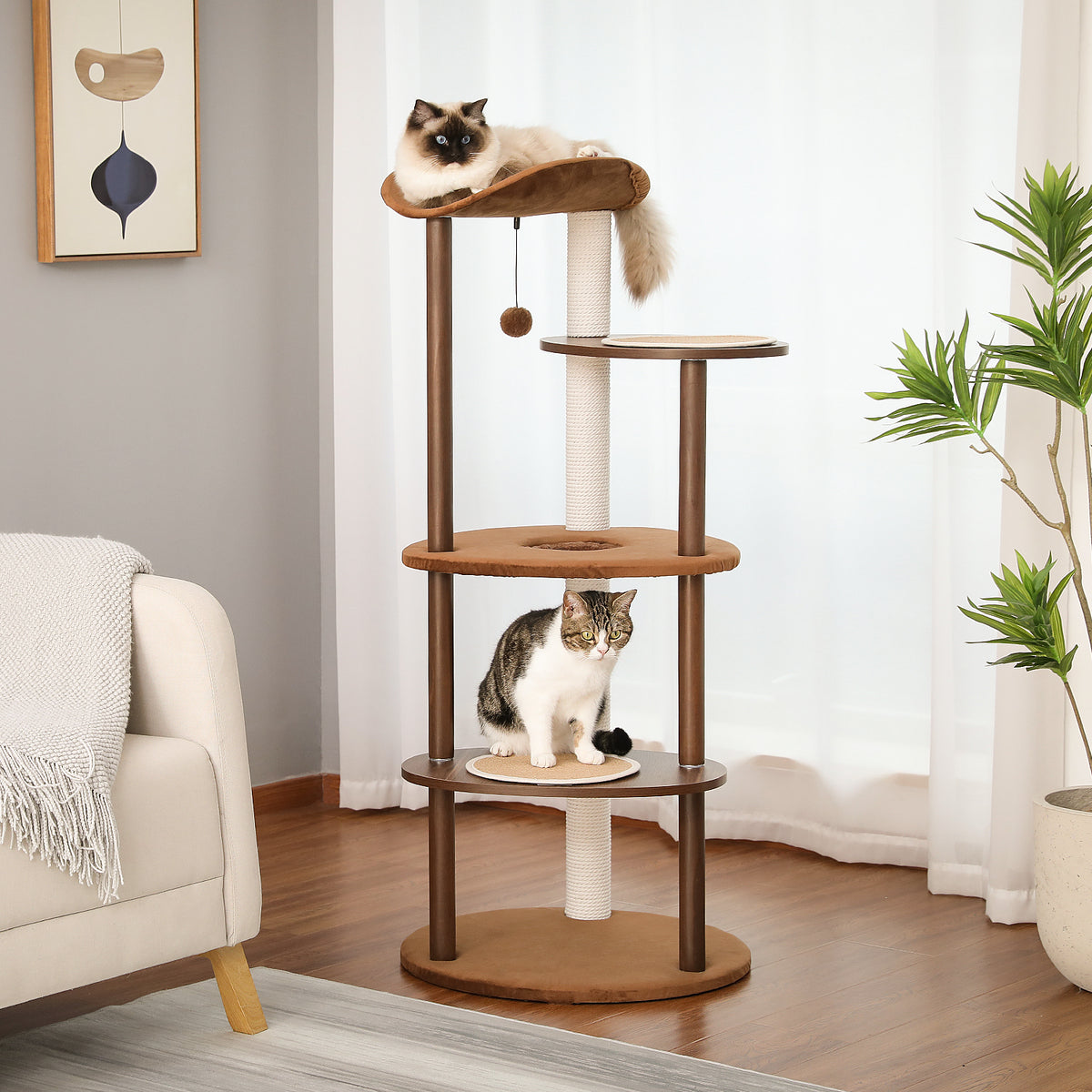 Kratzbaum 124,5 cm mit Liegefläche, Braun