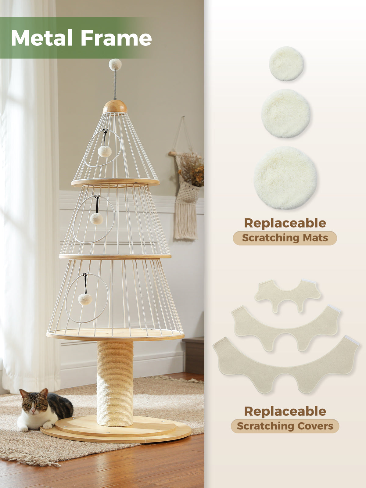 Kratzbaum für Katzen, 130 cm – Tannenbaum-Design