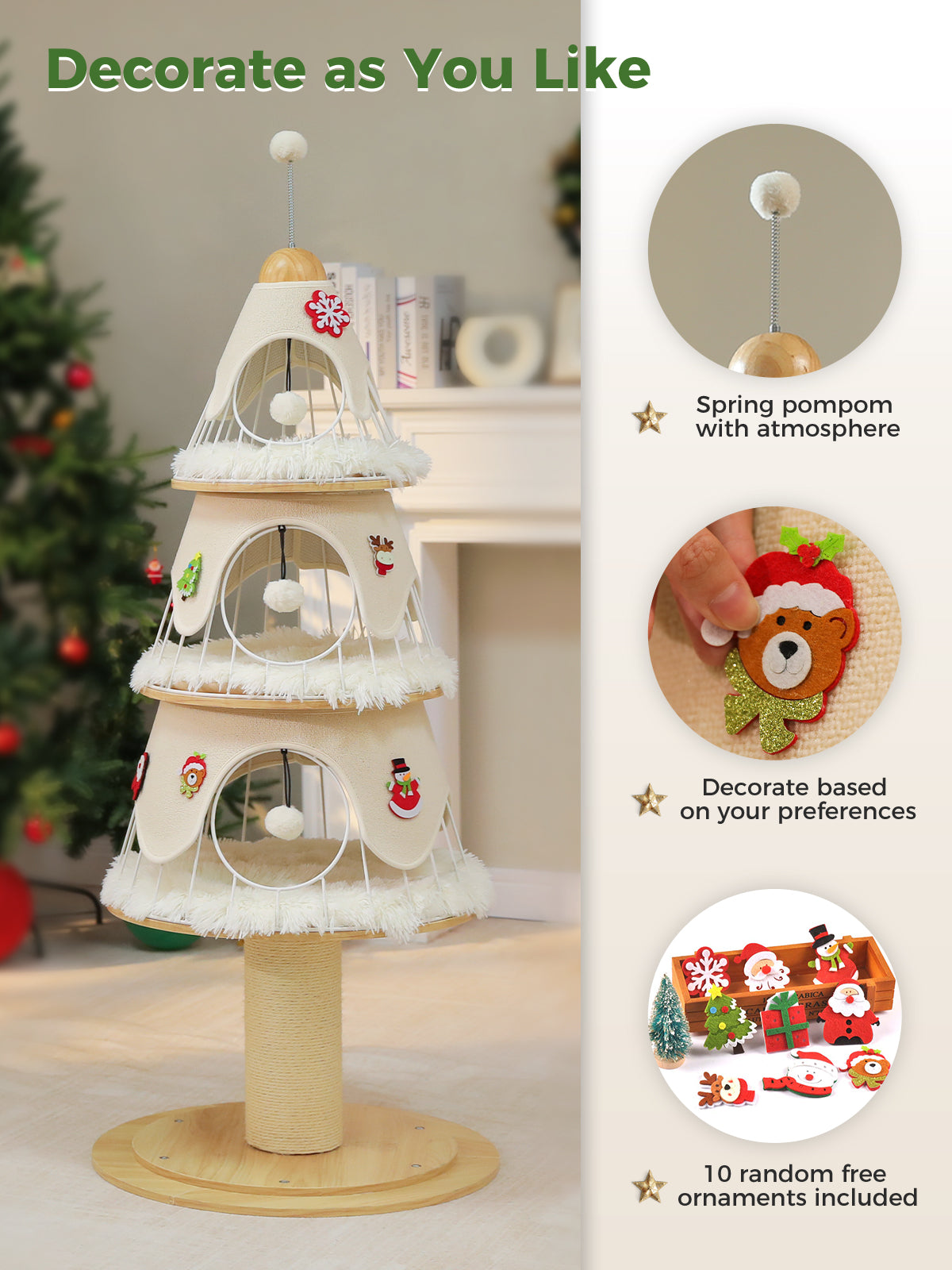 Kratzbaum für Katzen, 130 cm – Tannenbaum-Design