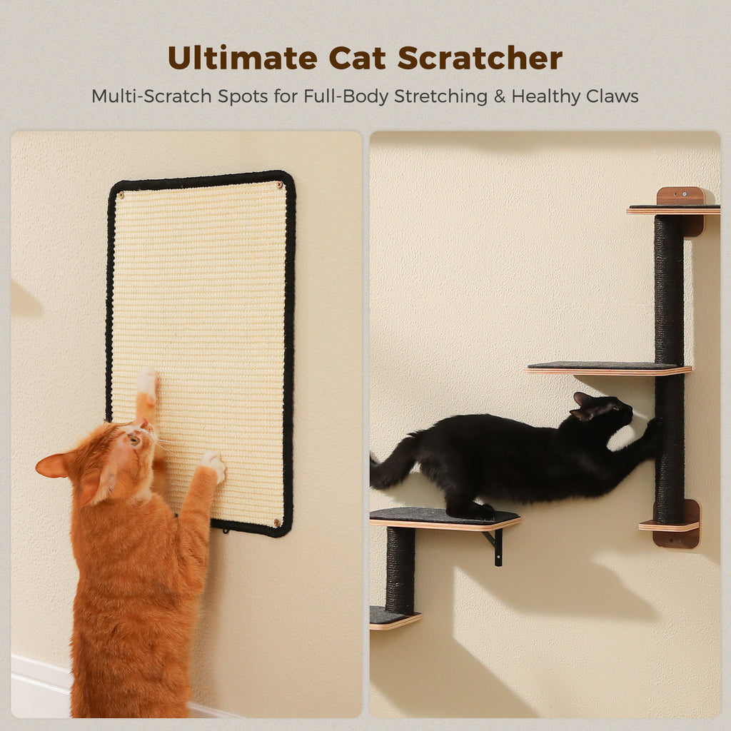 5-in-1 Katzenwand Set mit Kratzflächen – Schwarz